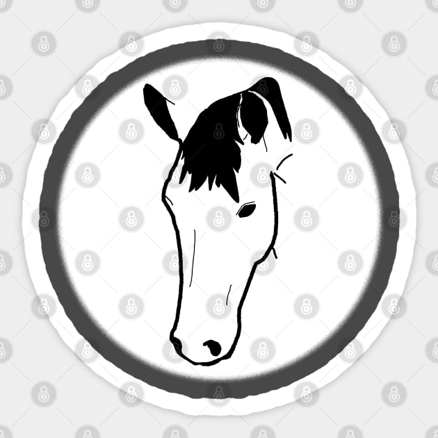 Black horse face on white background Sticker by RedHeadAmazona